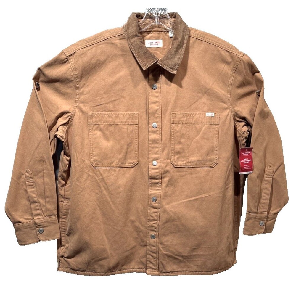 Levi Strauss Canvas Utility Shirt Jacket Snap Up Signature Collection Tan Sm NWT